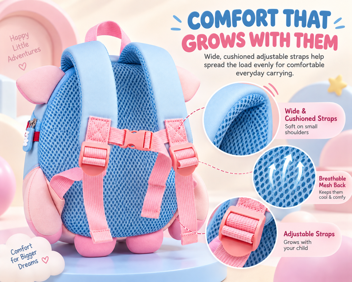 Padded, adjustable straps