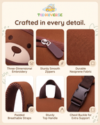 Bruno the Bear backpack feature highlights: lightweight, padded, neoprene material, spacious