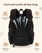 Penny the Panda backpack back view showing padded straps and air-mesh back panel