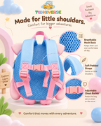 Pip the Piggy backpack back view showing mesh back panel and padded straps