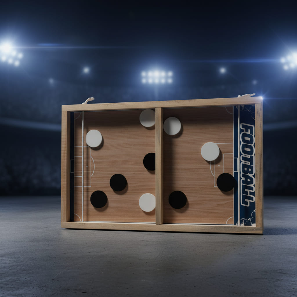 3-in-1 Wooden Fast Sling Puck Football & Board Game Set